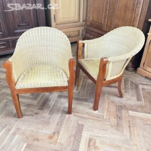 2 ks proutěná křesla, dub masiv, cena za 1 ks