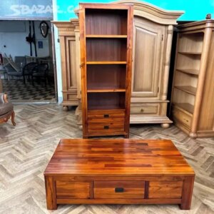 Konferenční stůl dub masiv, 4 š., teak "parkety"