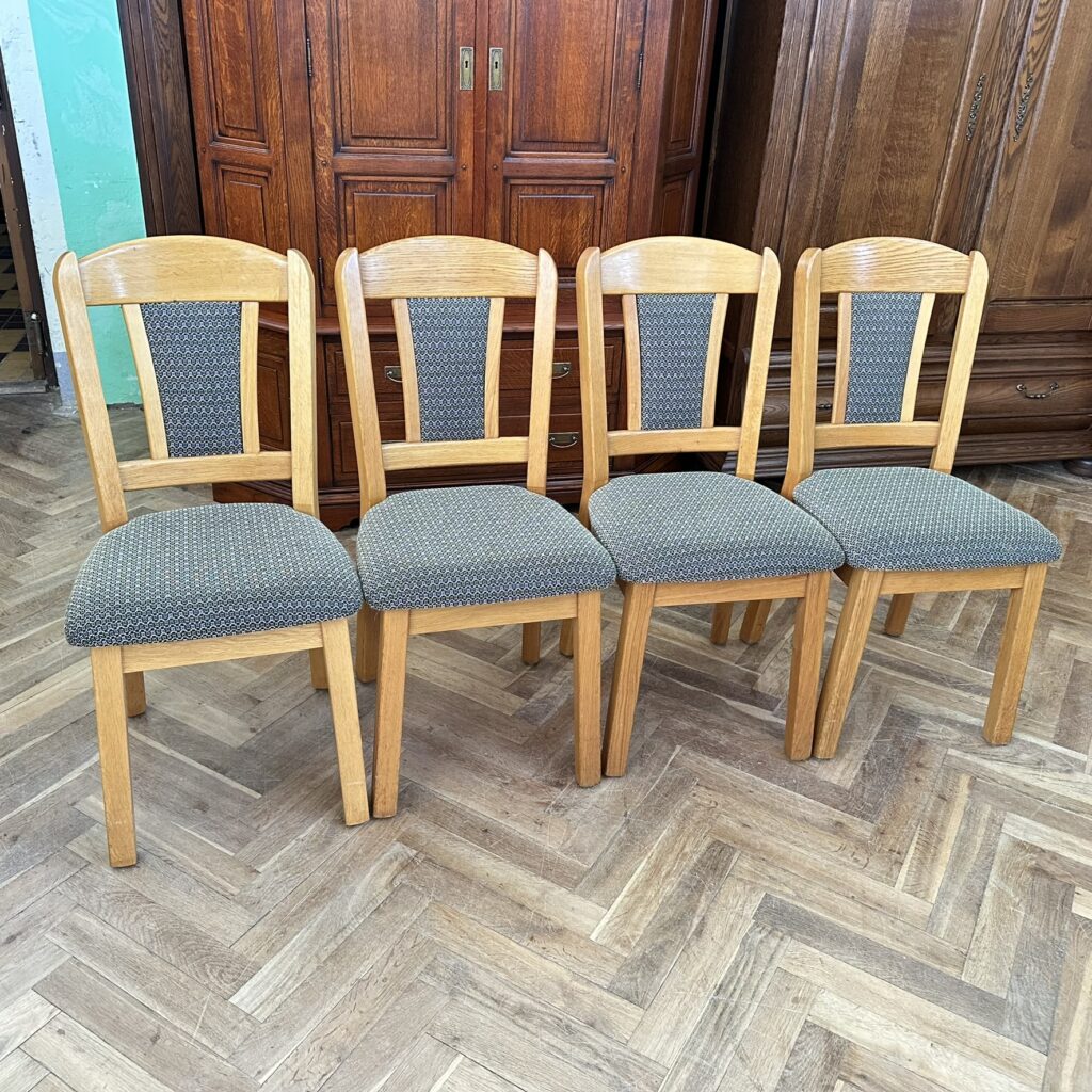 4 židle světlý dub čalounění drobný vzoreček